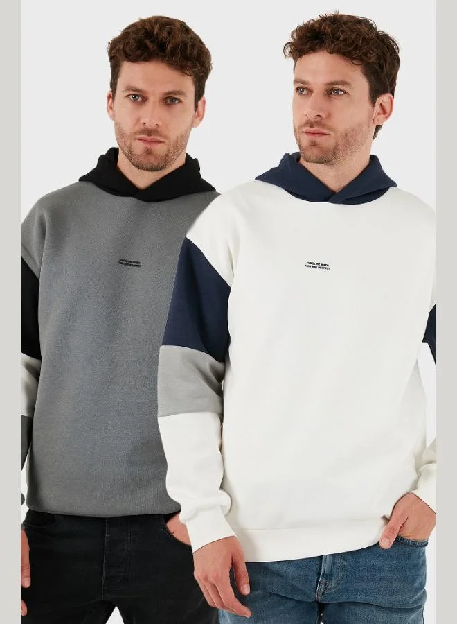 بوراتي بلوزات رجالية قطنية بغطاء رأس مبطنة بالفرو ناعمة عبوة من قطعتين