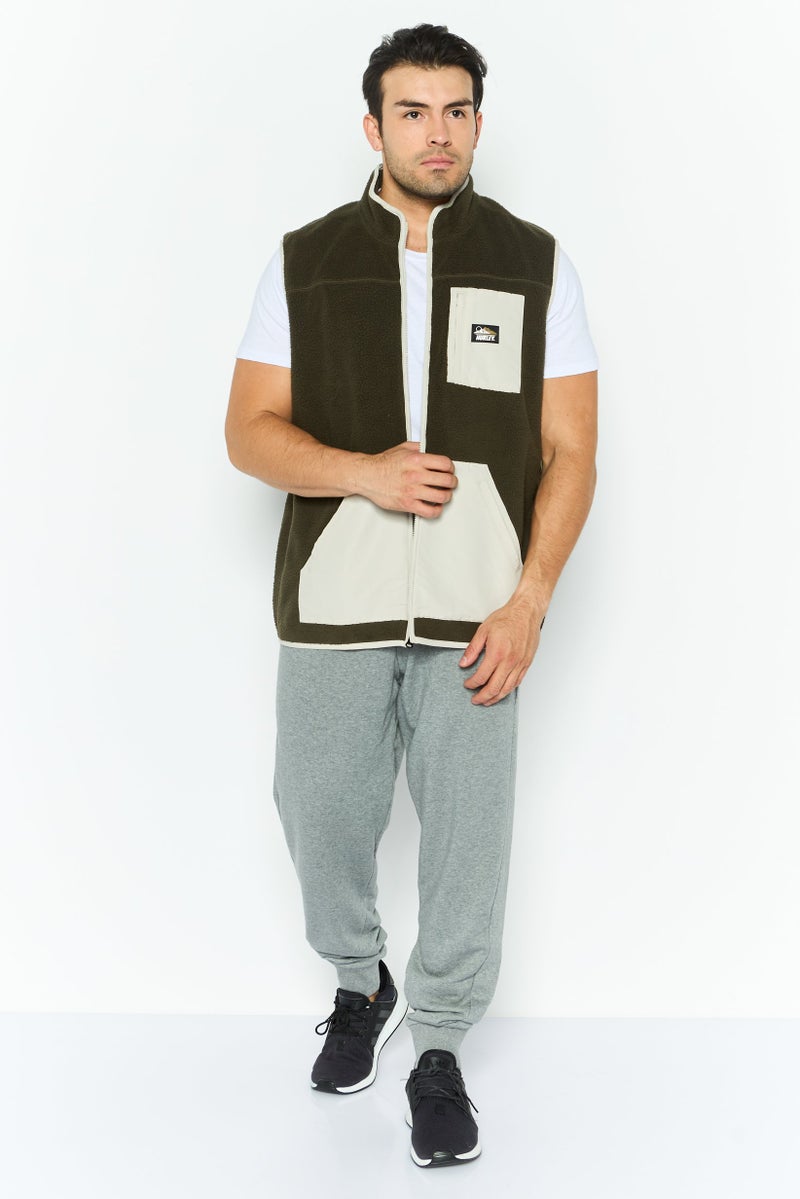 Hurley Men Brand Logo Full Zip Vests, Green - Image 2