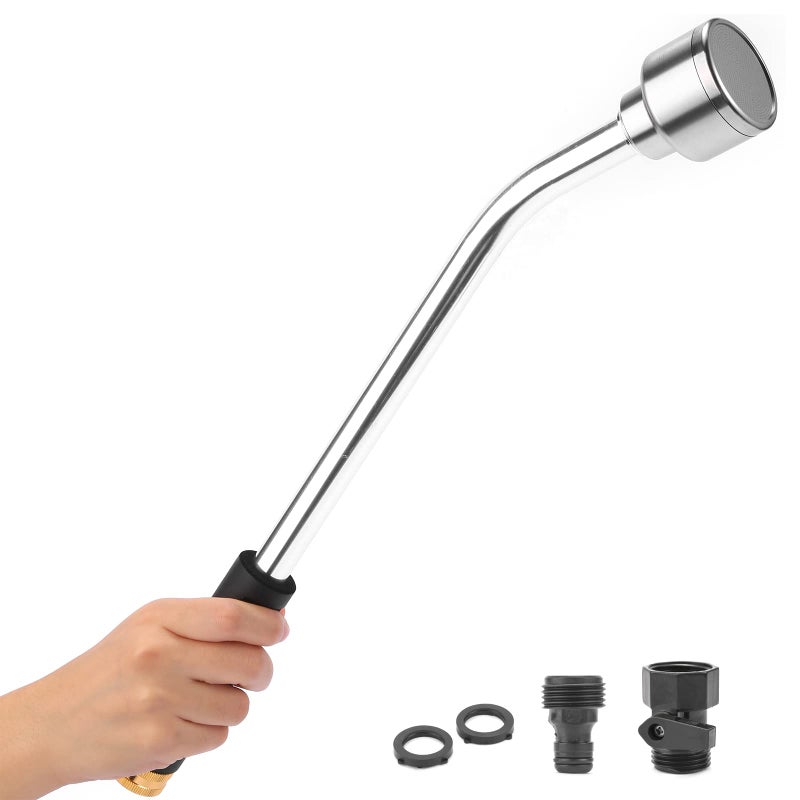 Sanpaint 18-inch Soft Rain Watering Wand with Shut Off Valve, Lightweight and Durable Metal Gentle Watering Wand Perfect for Hanging Baskets, Planters, Garden, Shrubs and Seedbed - Image 1