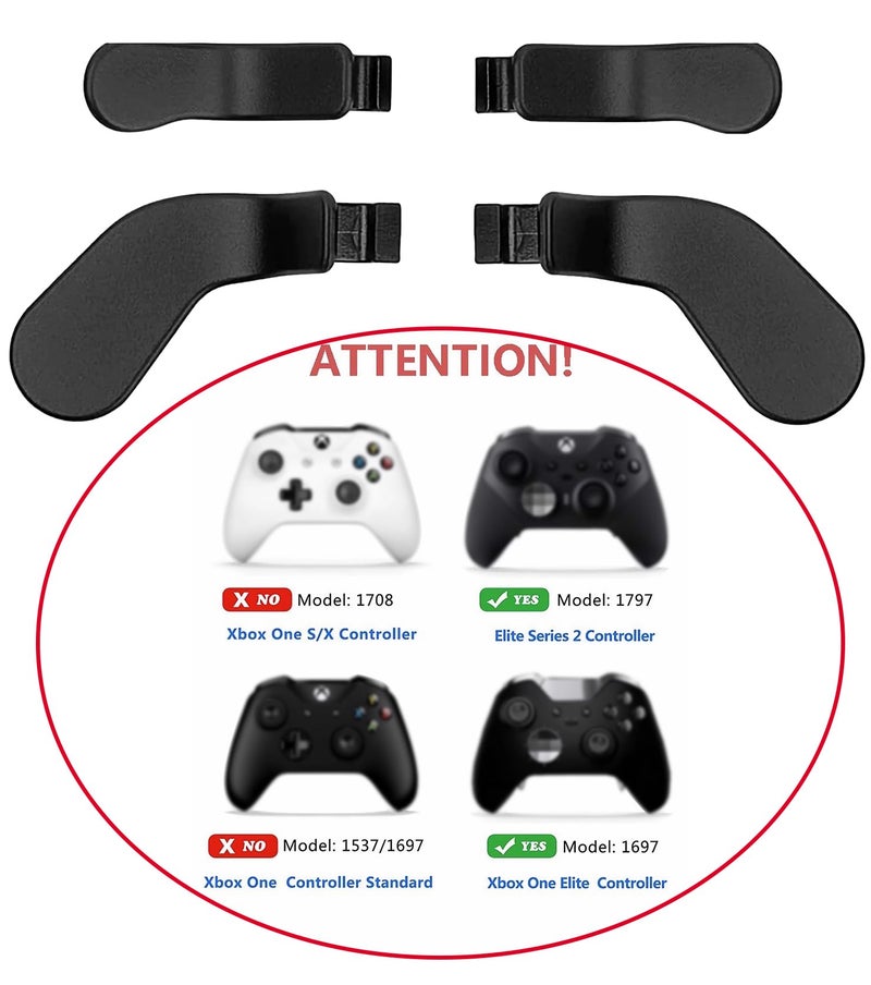 Ceozon Replacement Back Paddles 4 pcs Metal Stainless Steel Trigger Locks for Xbox One Elite Controller Series 2 Xbox One Elite Back Buttons Accessories (Black) - Image 2