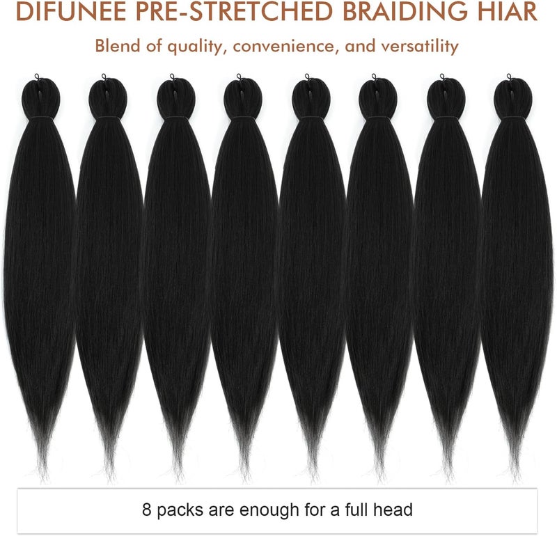 Difunee Professional Free Hot Water Setting Synthetic Fiber Crochet Braiding Hair Extension (1, 16in - Pack of 8) - Image 5