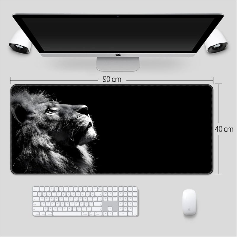 Large Gaming Mouse Pad, Extended Desk Mousepad with Stitched Edges, Non-Slip Rubber Base Mice Pad, Office Desk Mat, Keyboard Pad for Gamer, Office & Home (Lion, 900x400x3 mm) - Image 3