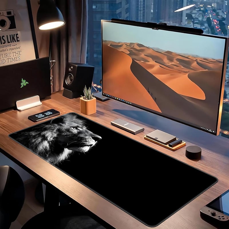 Large Gaming Mouse Pad, Extended Desk Mousepad with Stitched Edges, Non-Slip Rubber Base Mice Pad, Office Desk Mat, Keyboard Pad for Gamer, Office & Home (Lion, 900x400x3 mm) - Image 2
