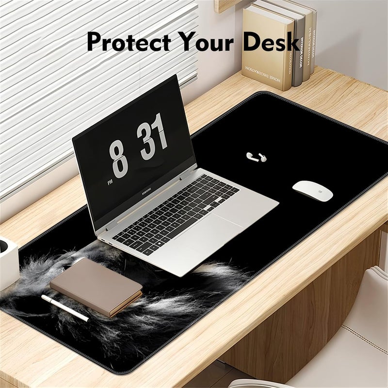 Large Gaming Mouse Pad, Extended Desk Mousepad with Stitched Edges, Non-Slip Rubber Base Mice Pad, Office Desk Mat, Keyboard Pad for Gamer, Office & Home (Lion, 900x400x3 mm) - Image 4