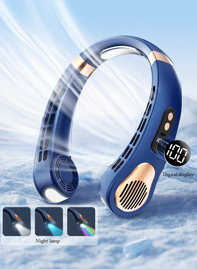 DUNISO Portable Neck Fan, Hands Free Bladeless Neck Fan WIth LED Display, 5 Speeds Adjustable USB Rechargeable Battery Powered Personal Neck Fan for Office, Travel, Sports, Household, Outdoor - Image 1