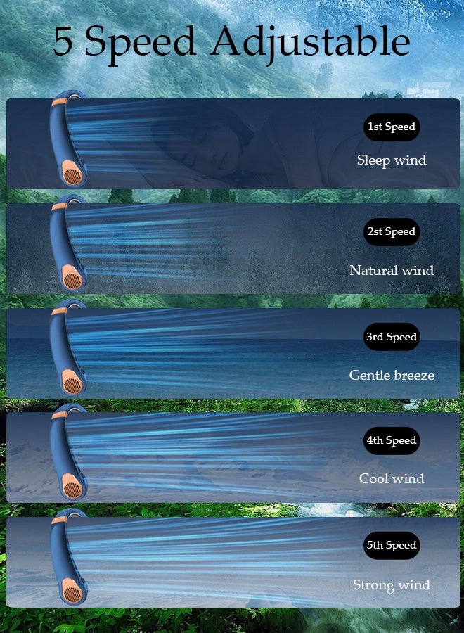 DUNISO Portable Neck Fan, Hands Free Bladeless Neck Fan WIth LED Display, 5 Speeds Adjustable USB Rechargeable Battery Powered Personal Neck Fan for Office, Travel, Sports, Household, Outdoor - Image 4