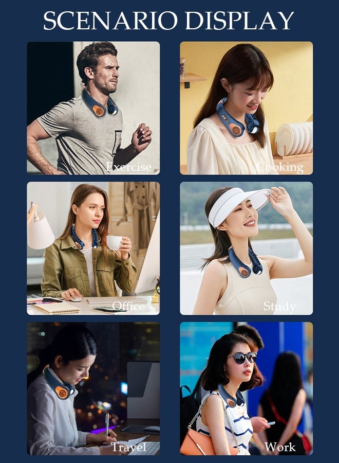 DUNISO Portable Neck Fan, Hands Free Bladeless Neck Fan WIth LED Display, 5 Speeds Adjustable USB Rechargeable Battery Powered Personal Neck Fan for Office, Travel, Sports, Household, Outdoor - Image 2