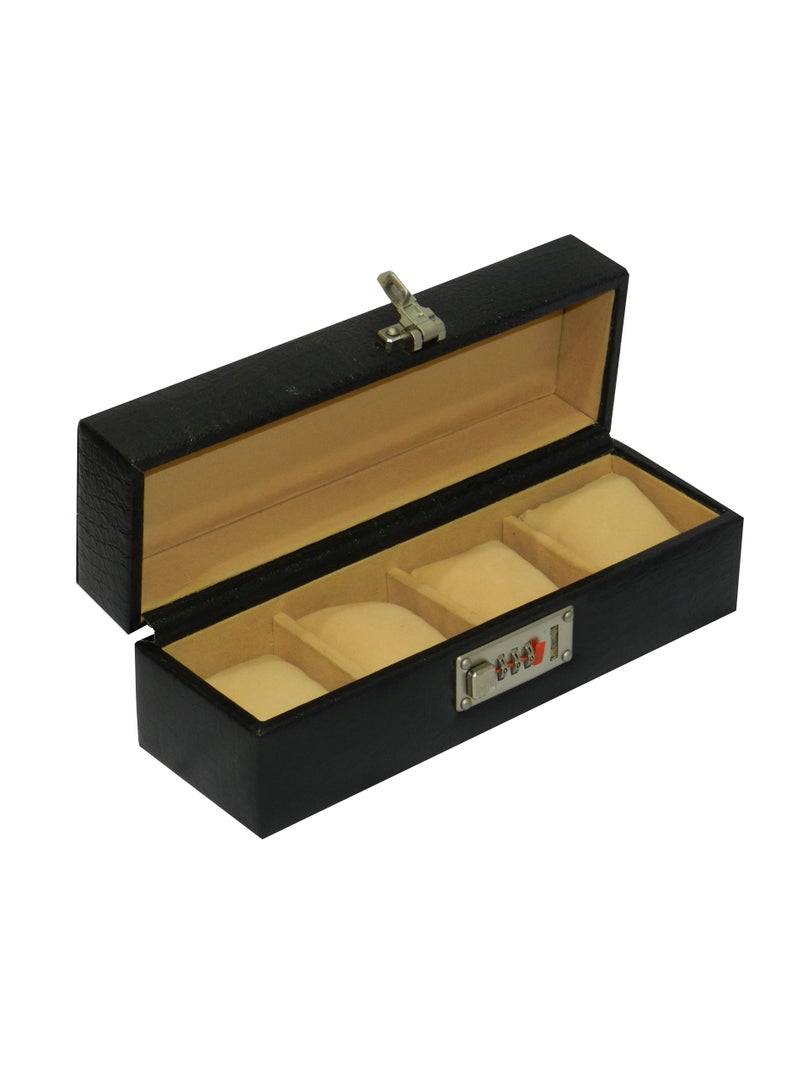 LAVERI LEATHER صندوق ساعات لافيري للرجال والنساء (04 فتحات)، علبة ساعات جلدية فاخرة مع وسادة قابلة للإزالة - Image 5