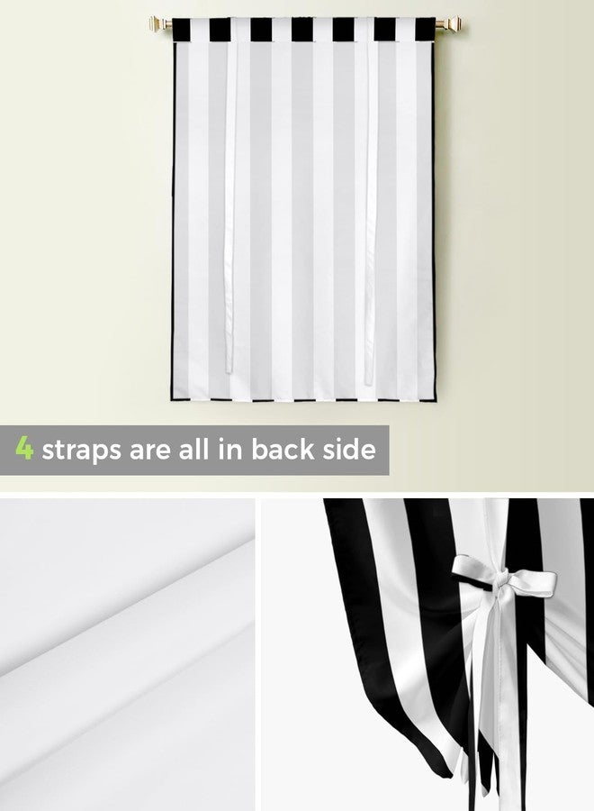 YOKOU Bow Look Tie Up Balloon Curtain, Black and White Stripes Adjustable Rod Pocket Window Shades Drape for Living Room, Bedroom，Kitchen 1 pcs 34 x45 inch - Image 5