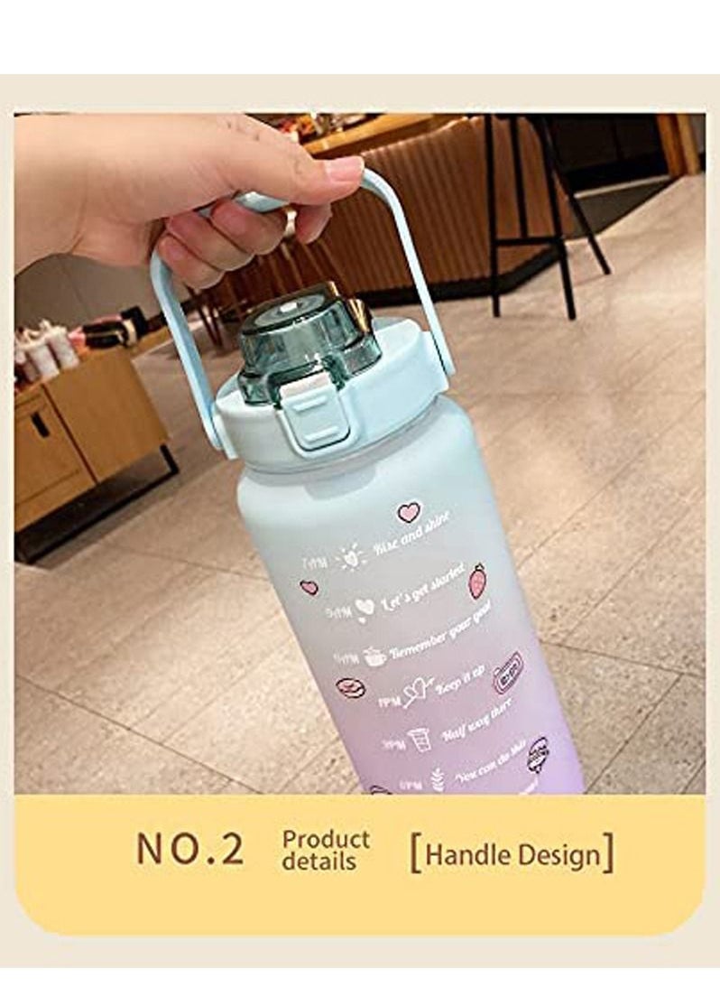 LIMOS Large 2L Motivational Water Bottle with Time Marker & Straw  - Image 3