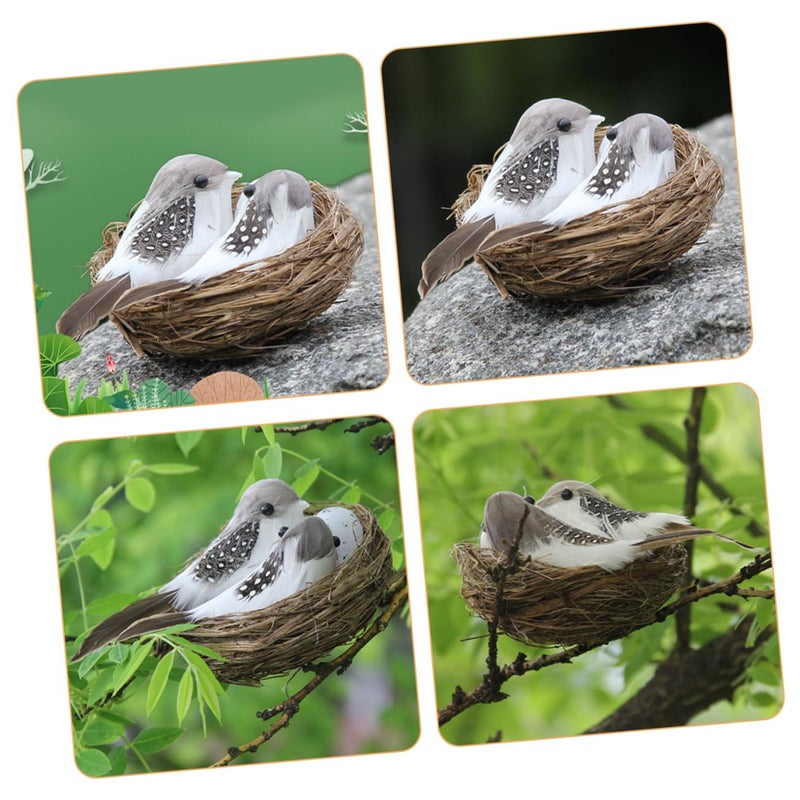 Artificial Bird Nest Garden Decor Fake Bird Statue Home Prop Photography - Image 4