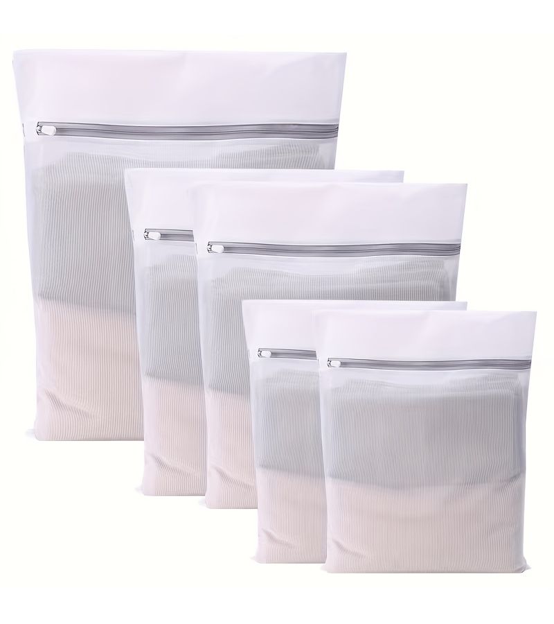 Set Of 3 Medium Laundry Bags For Delicate Garments Polyester Mesh With Durable Zippers - Image 2