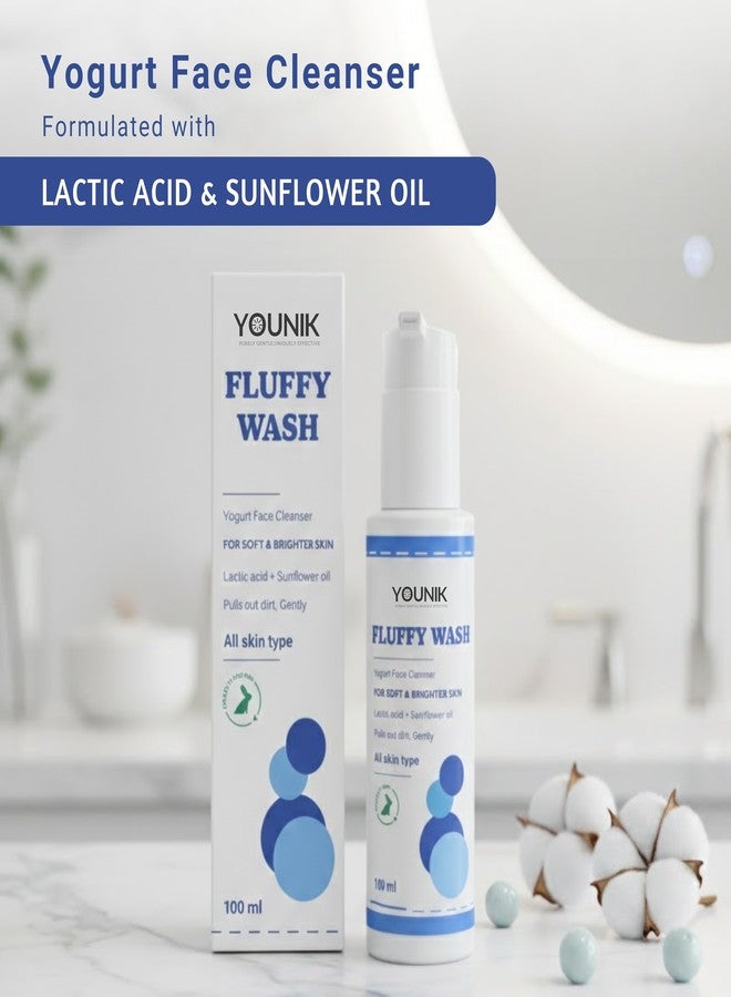 Younik Fluffy Wash Yogurt Face Cleanser with Yogurt Extract, Lactic Acid & Sunflower Oil | Gentle Hydrating Face Wash for Deep Cleansing & Soft Glowing Skin | Daily Skincare Cleanser for Men & Women - Image 2