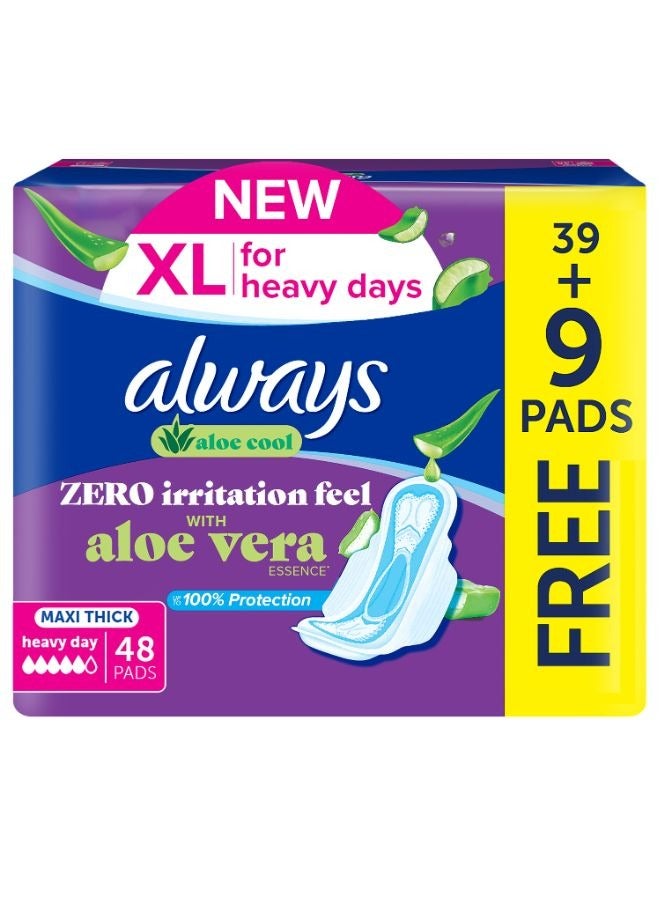 Always Aloe Cool Maxi Thick XL Pads With Aloe Vera for Heavy Days 48 Pcs - Image 1
