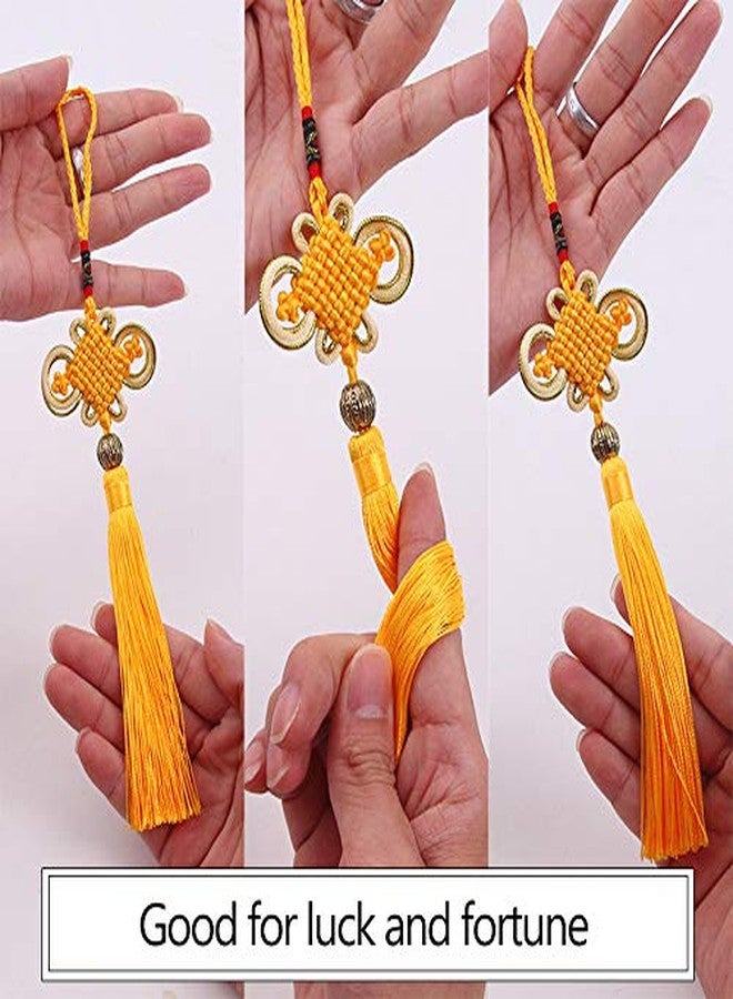 دوي فن عقدة صينية مصنوعة يدوياً من حرير الساتان مع شرابات ناعمة لجلب الثروة والحظ السعيد، لتزيين المنزل والمكتب والسيارة (8 قطع) - Image 4