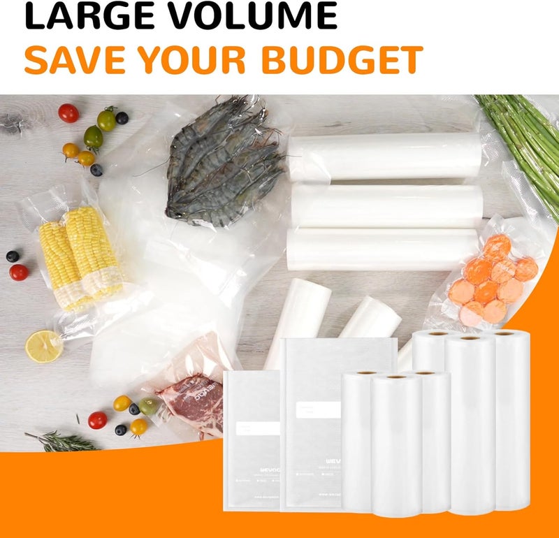 Wevac Multi-Size Sealing Solution Vacuum Sealer Bags & Rolls – 100x 6''x10'', 100x 8''x12'', 3 Rolls 11''x20', 3 Rolls 8''x20' – Premium Commercial-Grade for Food Storage, Meal Prep, & Sous Vide, - Image 4