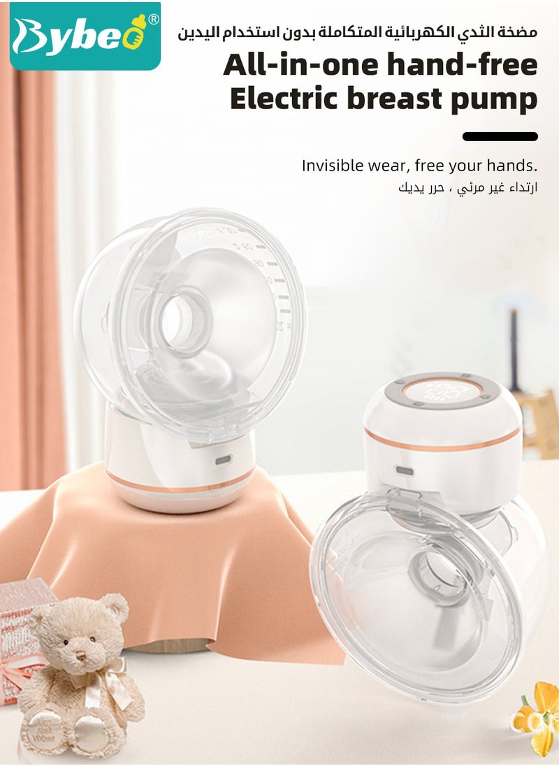 Bybeo - Double Electric Breast Pump with 30-Pieces Breastmilk Storage Bags, Portable Wireless Breastmilk Pump with 4 Modes, 12 Levels, LCD Display, Low Noise - Image 1