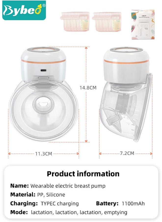 Bybeo - Double Electric Breast Pump with 30-Pieces Breastmilk Storage Bags, Portable Wireless Breastmilk Pump with 4 Modes, 12 Levels, LCD Display, Low Noise - Image 1