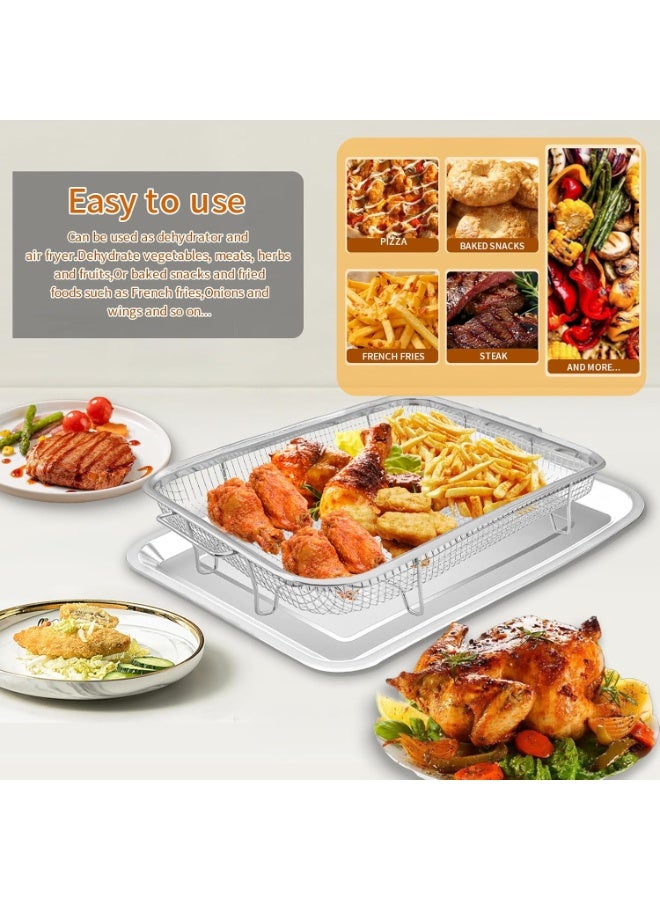 Stainless steel oven frying pan, air fryer basket, and deep fryer tray in silver - Image 5