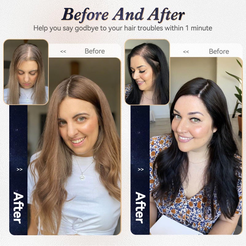 starluck Hair Toppers for Women Real Human Hair 4.5"*1.5"Silk Base ombre Blonde mix Brown HairPieces No Bangs 100% Real Human HairToppers for Women with ThinningHair Cover Gray Roots - Image 3