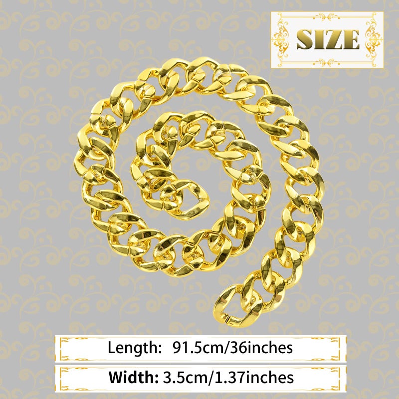 PinCute Men's Gold Chain Necklace, 36 inches Big Chunky Necklace Fake Gold Chain, Plastic Hip Hop Rapper Chain, 80s 90s Punk Style Necklace Costume Jewelry (36 Inch) - Image 4