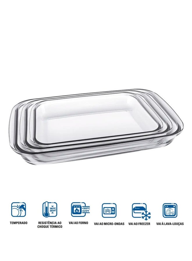 طقم صوانٍ للخبز مكون من 3 قطع شفاف Small 1x1.6, Medium 1x2.2, Large 1x2.9لترات - Image 1