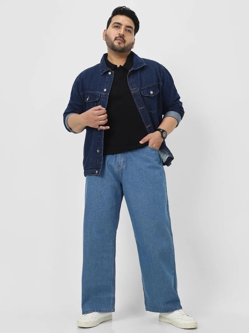 Urbano Fashion  Urbano Plus Men's Light Blue Loose Fit Washed Jeans Non-Stretchable  | Best Price UAE