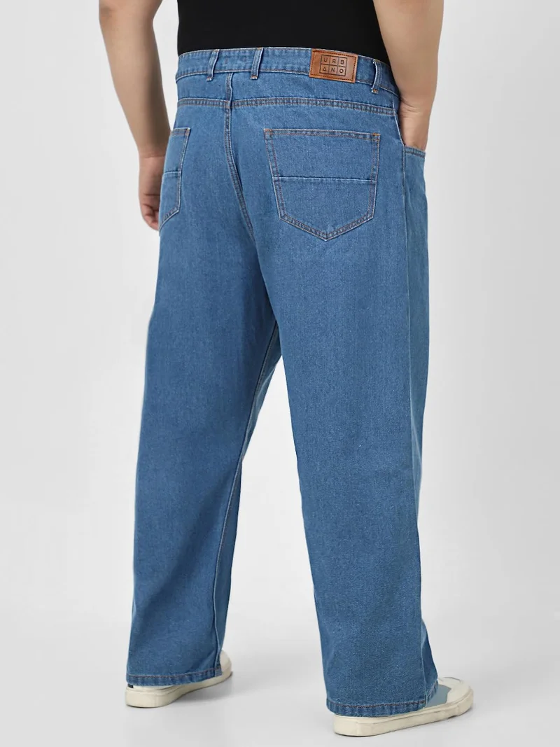 Urbano Fashion  Urbano Plus Men's Light Blue Loose Fit Washed Jeans Non-Stretchable  | Best Price UAE