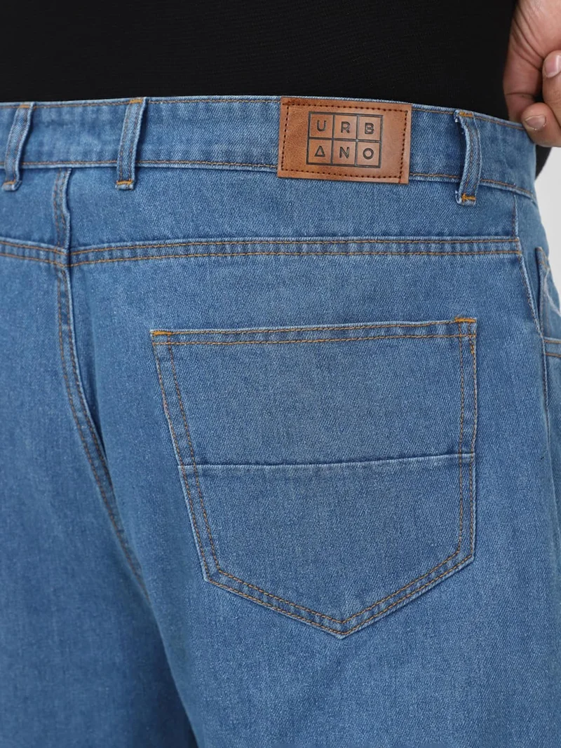 Urbano Fashion  Urbano Plus Men's Light Blue Loose Fit Washed Jeans Non-Stretchable  | Best Price UAE