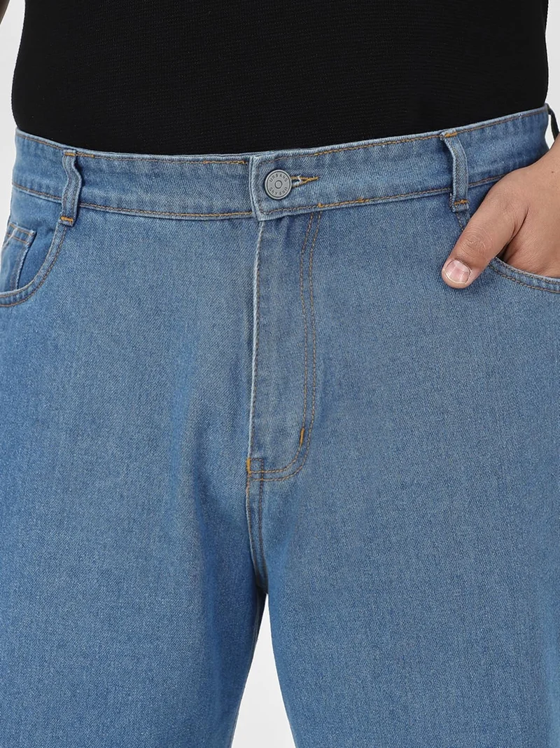 Urbano Fashion  Urbano Plus Men's Light Blue Loose Fit Washed Jeans Non-Stretchable  | Best Price UAE