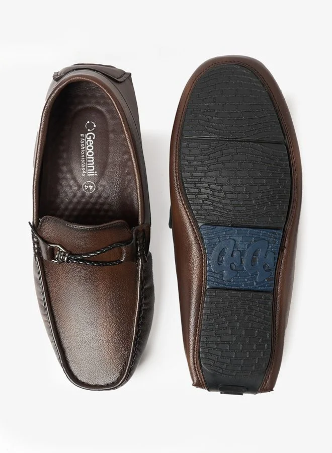 Geoomnii Cian Style Men Synthetic Loafers Slip Ons Brown