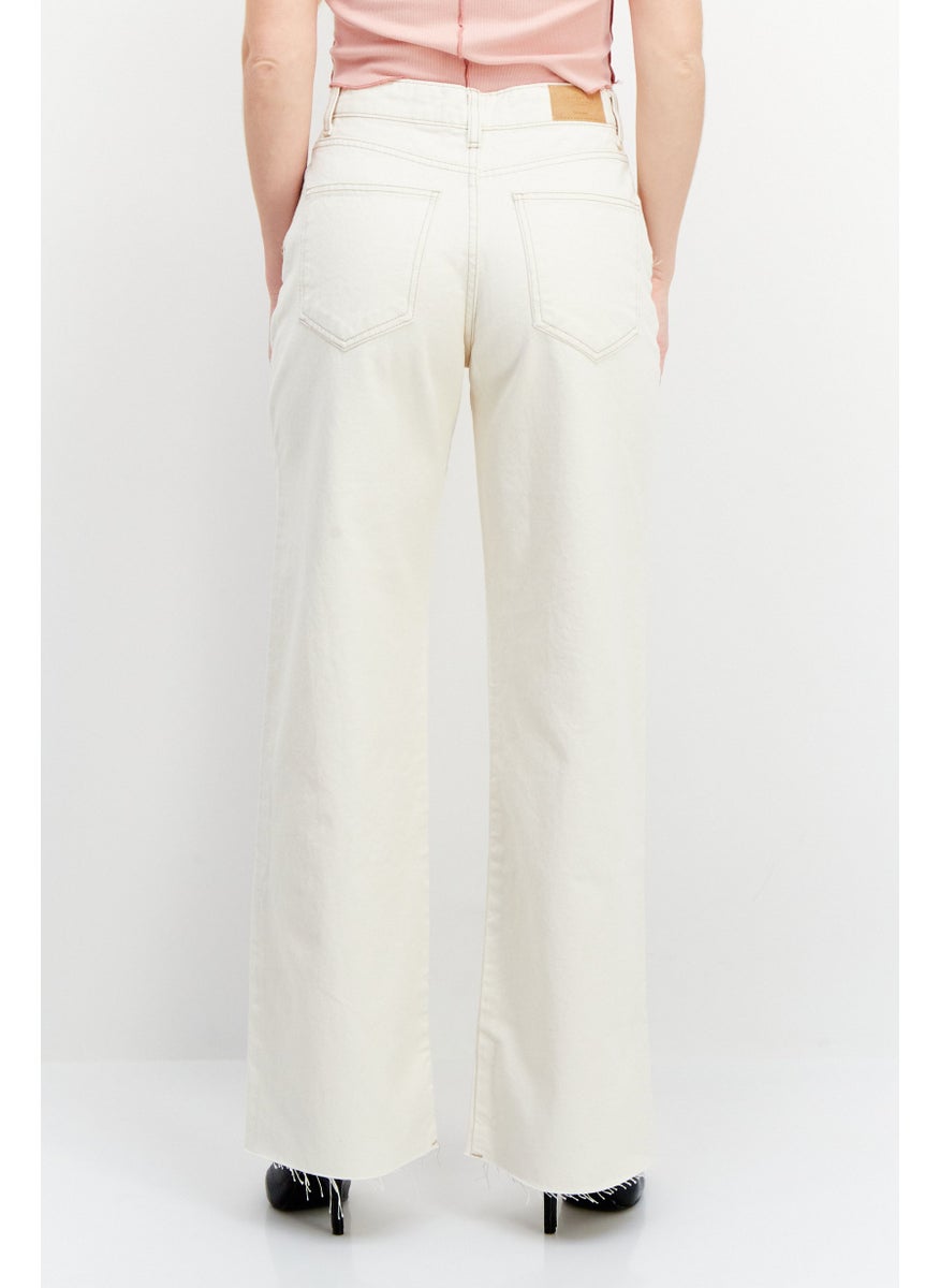 Stradivarius - Women Petite Non Stretchable Solid Denim Jeans, Beige - Image 1