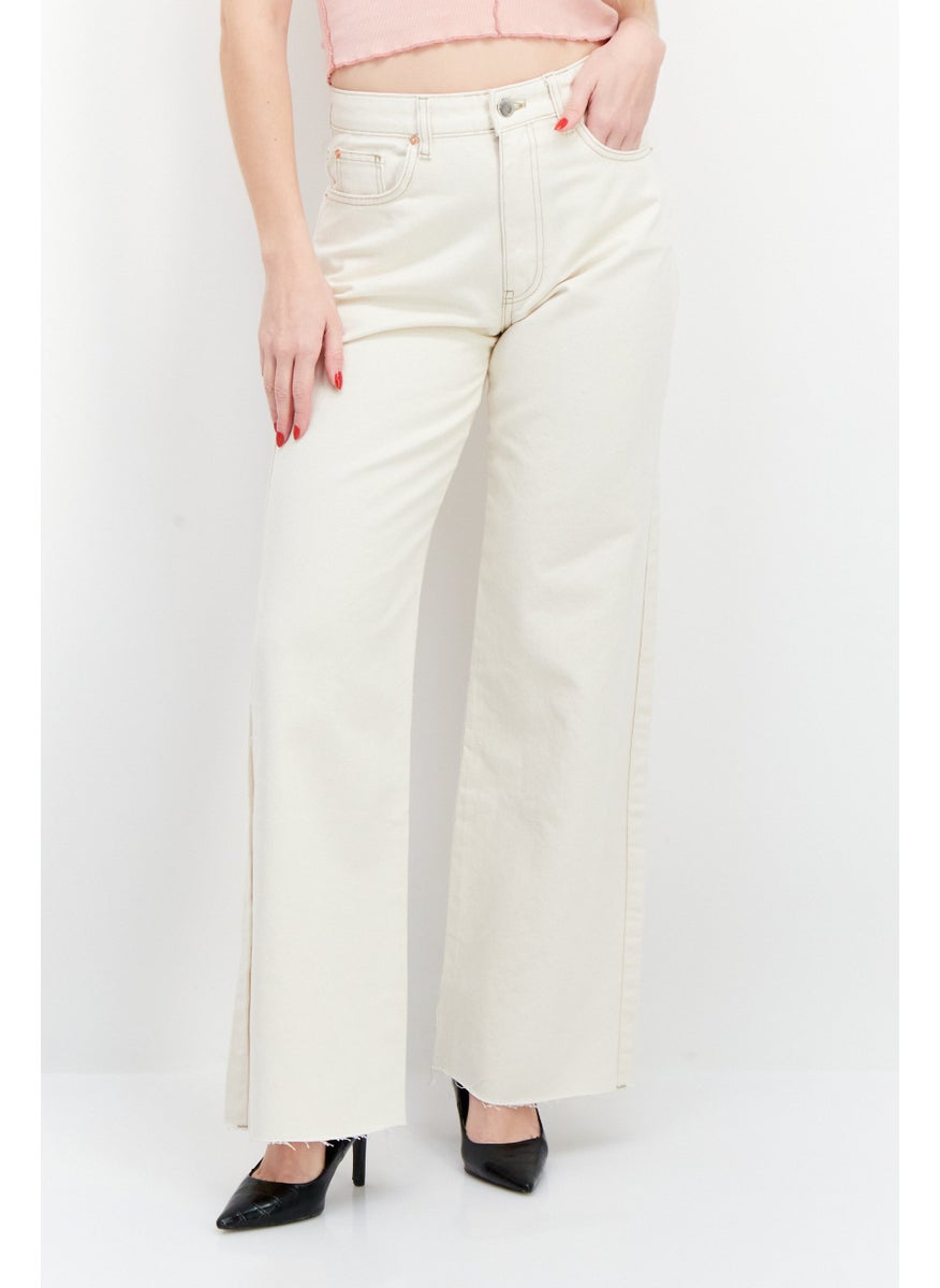 Stradivarius - Women Petite Non Stretchable Solid Denim Jeans, Beige - Image 1