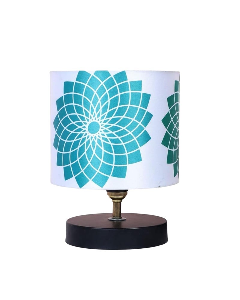 tu casa Metal Base Circular Table Lamp | Dahlia Floral Print Satin Shade | Bedside & Study Lamp for Bedroom Living Room Office | Home Décor & Gifting | H-9 Inch (Bulb Not Included) - Image 4