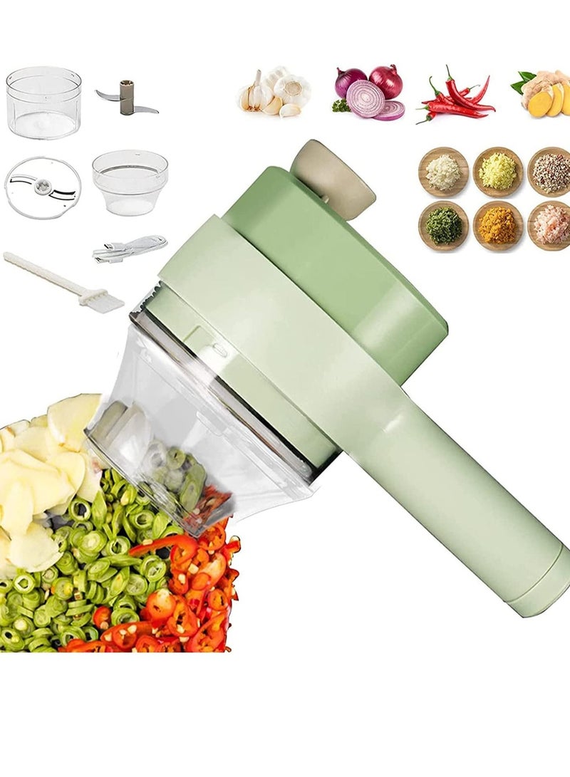 ELTRAZONE 4 in 1 Portable Electric Vegetable Cutter Set,Gatling Vegetable Chopper Mini Wireless Food Processor,Garlic Chili Onion Celery Ginger Meat Garlic Chopper with Brush  - Image 1
