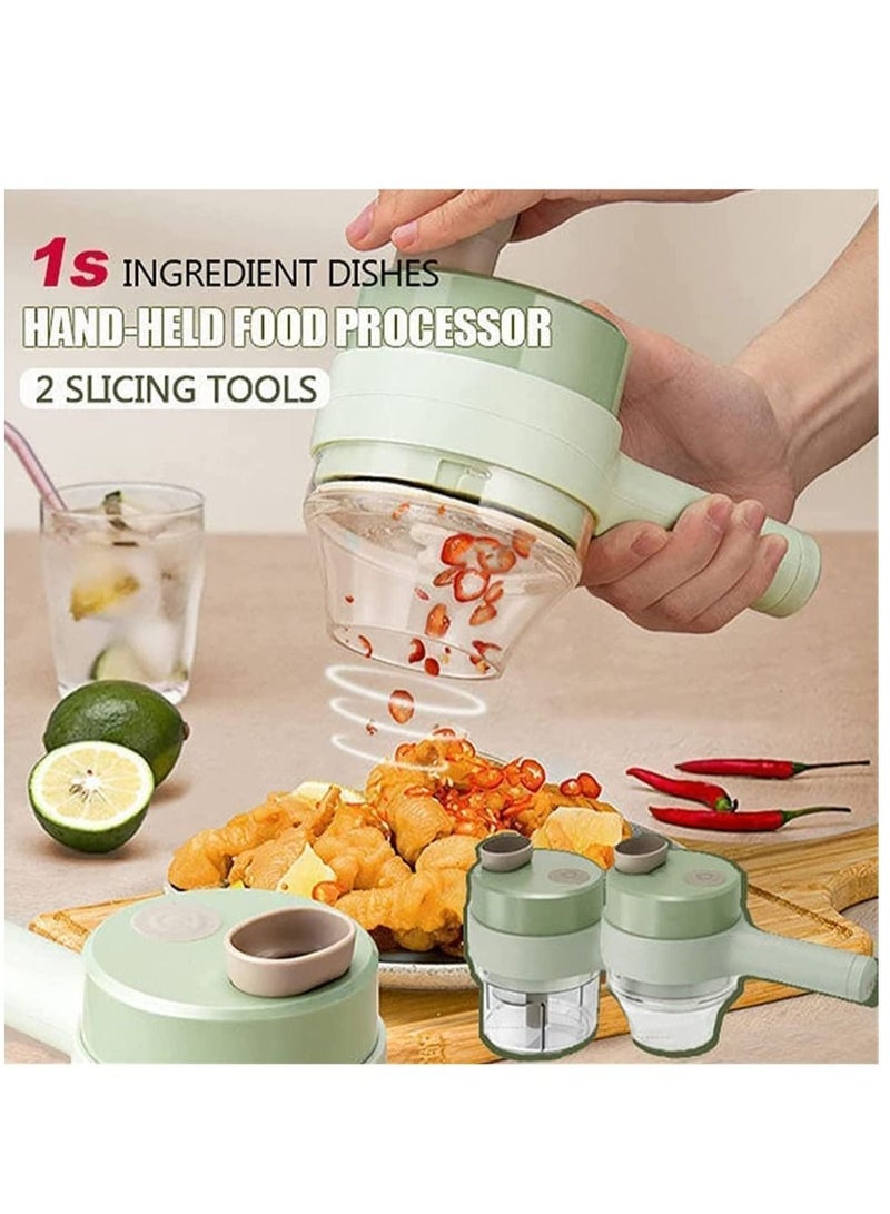 ELTRAZONE 4 in 1 Portable Electric Vegetable Cutter Set,Gatling Vegetable Chopper Mini Wireless Food Processor,Garlic Chili Onion Celery Ginger Meat Garlic Chopper with Brush  - Image 3