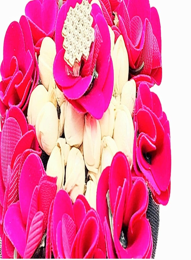 DIAN Pink & White Full Bun Juda Maker Flower Gajra Hair Accessories, Artificial Juda Hair Accessories, Gajra Hair Accessories Rubber Band for Women and Girls, Flower Work Juda - Image 5