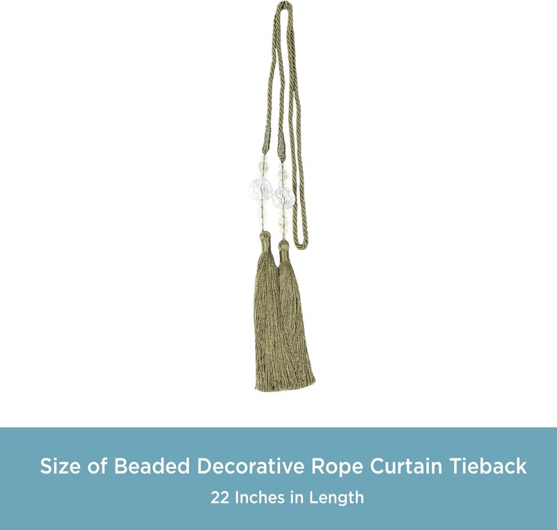 Kenney KN99811 Small Decorative 22" Beaded Rope Tassel Tieback for Curtains and Drapes, 1-Pack, Sage - Image 3