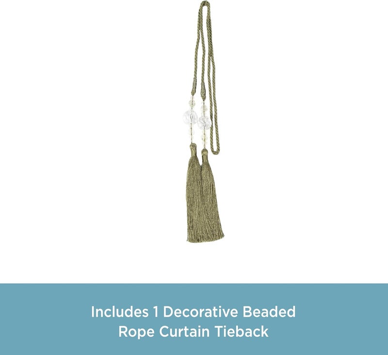 Kenney KN99811 Small Decorative 22" Beaded Rope Tassel Tieback for Curtains and Drapes, 1-Pack, Sage - Image 2