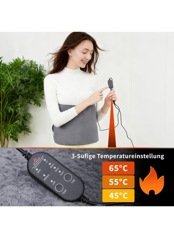 حزام مدفأ للنساء – مقاس كبير جدًا من البوليستر الناعم – 3 مستويات حرارة لتخفيف آلام الدورة والظهر - Image 3