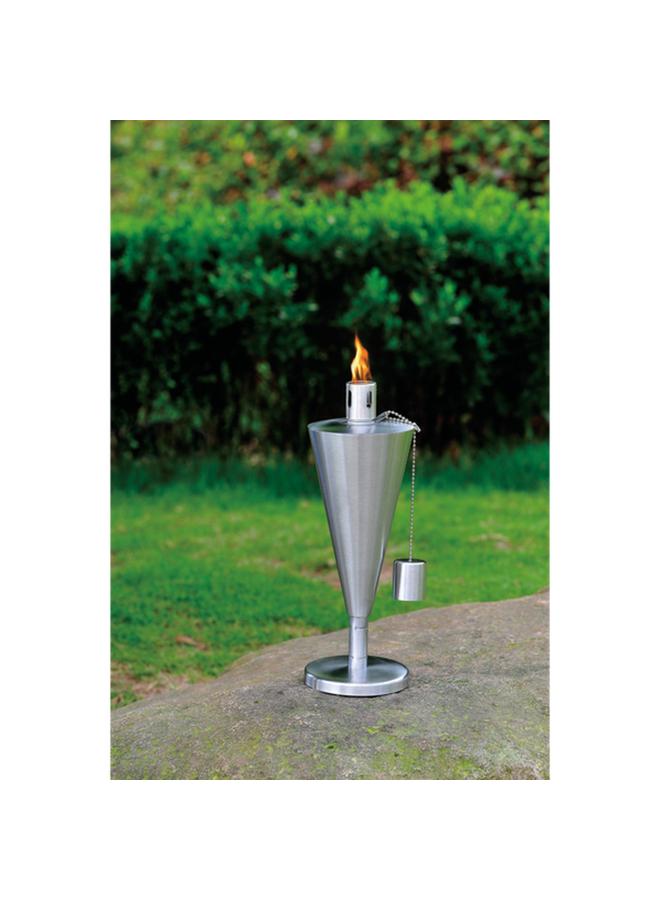 شعلة مخروطية متينة وأنيقة من الفولاذ المقاوم للصدأ للحديقة، فضية اللون، 27 سم