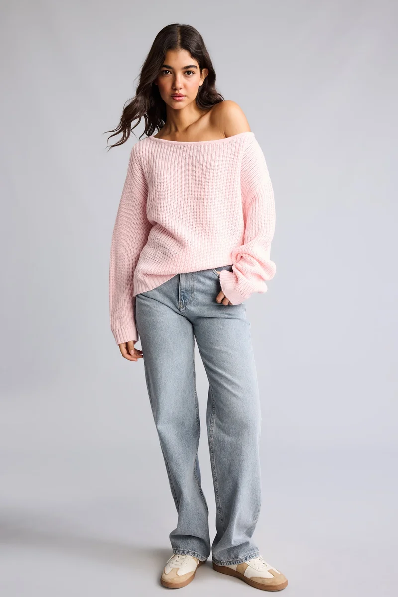 ديفاكتو Regular Fit Boat Collar Pullover