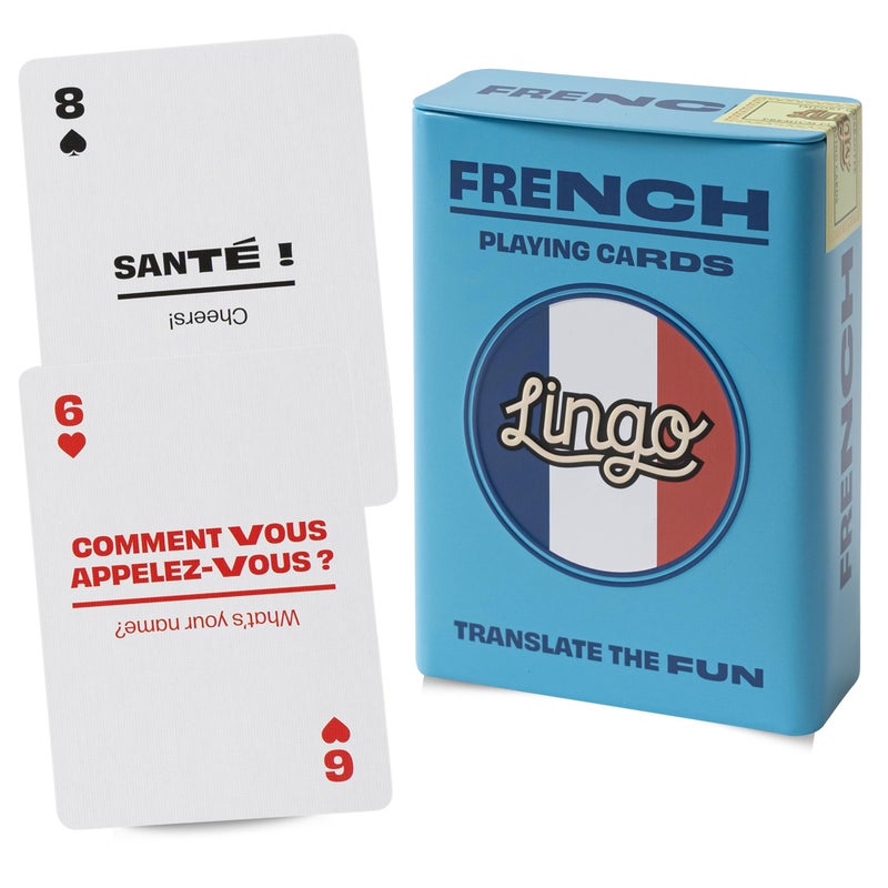 Lingo French Playing Cards in Wayfarer Tin Box Travel Flashcards Learn French Vocabulary in A Fun Easy Way 52 Essential Translations - Image 3