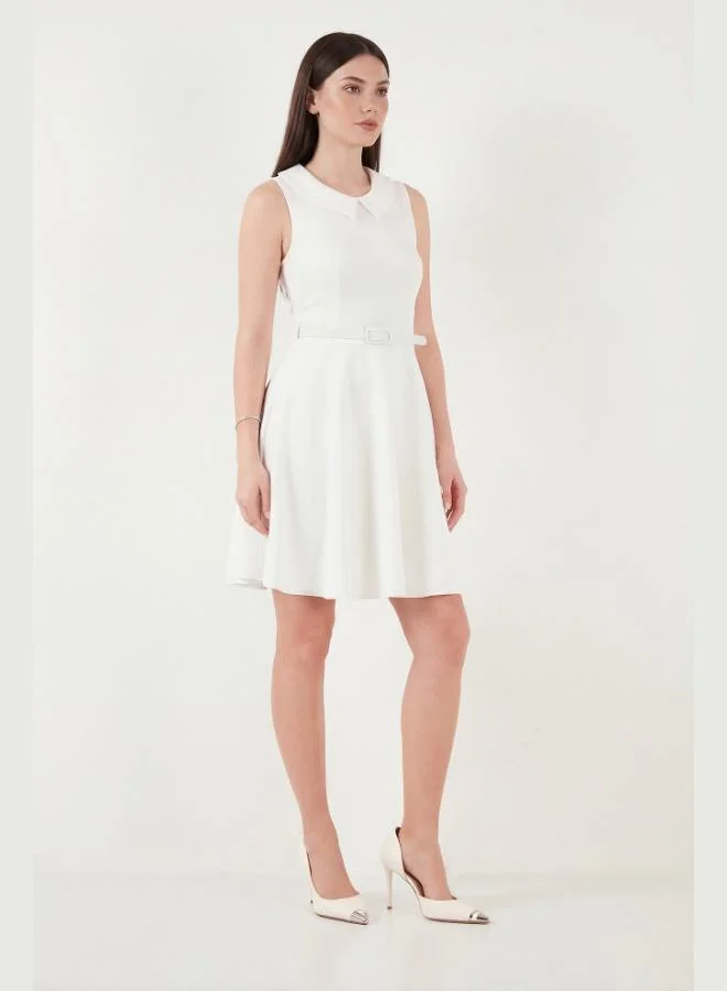 Lela Lela A-Line Regular Fit Mini Party Dress with Collar and Belt Detail, Women's Dress 6525740