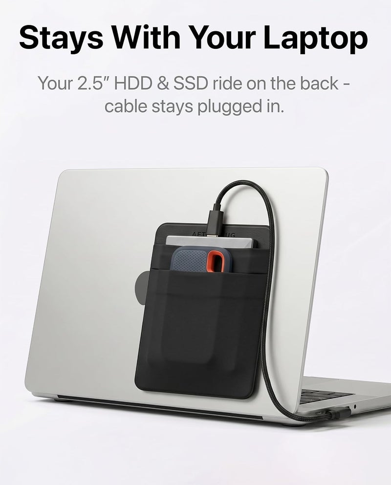 حامل قرص صلب لاصق ذو جيبين للكمبيوتر المحمول، جيب لاصق لـ SSD محمول خارجي، HDD، ماوس نحيف وكابلات (كبير - يناسب SSD وأقراص 2.5 بوصة) - Image 3