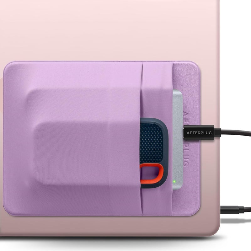 حامل قرص صلب لاصق ذو جيبين للكمبيوتر المحمول، جيب لاصق لـ SSD محمول خارجي، HDD، ماوس نحيف وكابلات (كبير - يناسب SSD وأقراص 2.5 بوصة) - Image 1