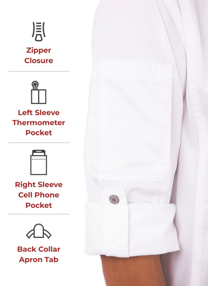 Chef Works Men's Hartford Chef Coat, White, X-Large - Image 3