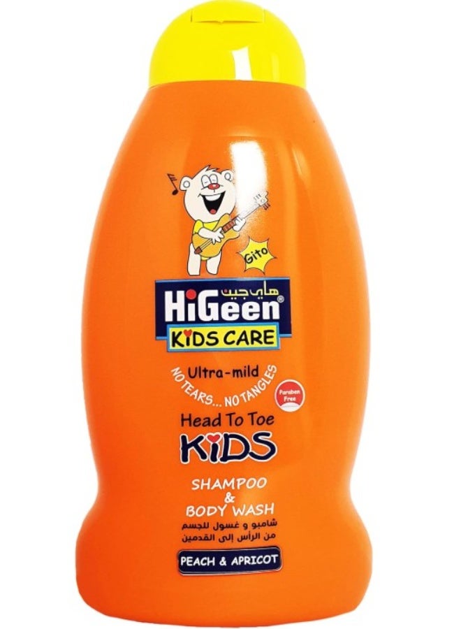 HiGeen Kids Shampoo 500ml - Peach & Apricot (Gito) | Gentle, Tear-Free Formula for Soft, Clean Hair - Image 1