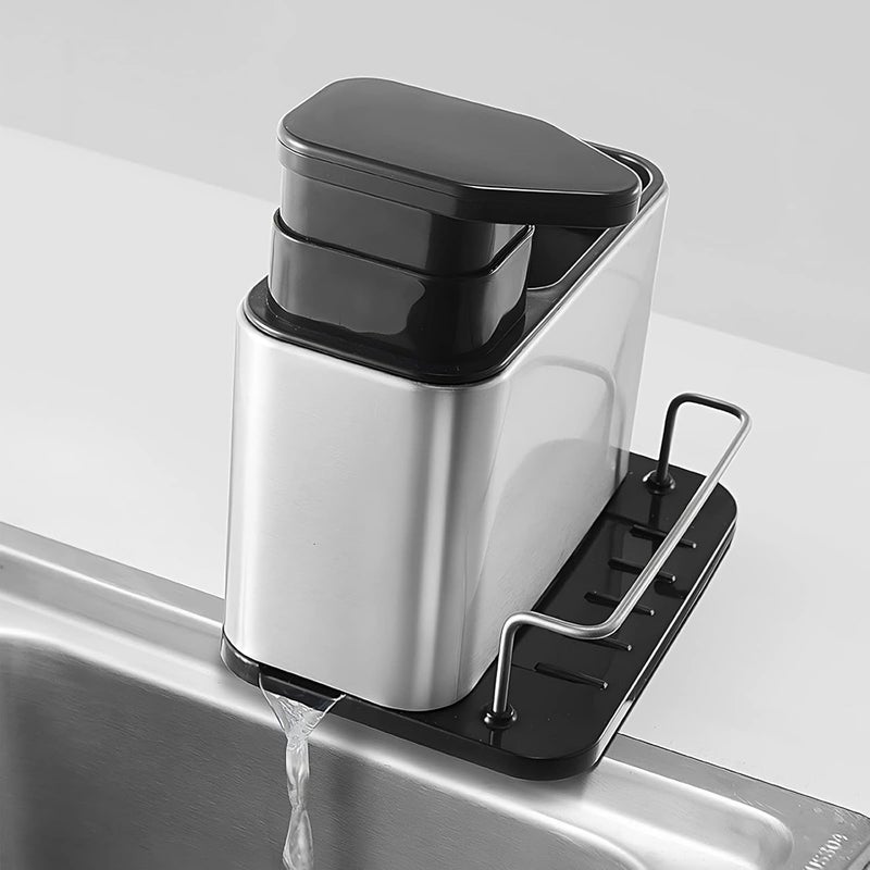 EBOFAB Stainless Steel Dish Soap Dispenser & Kitchen Sink Sponge Holder, Countertop Hand Soap Dispenser for Kitchen Bathroom Sponge Holder - Image 5