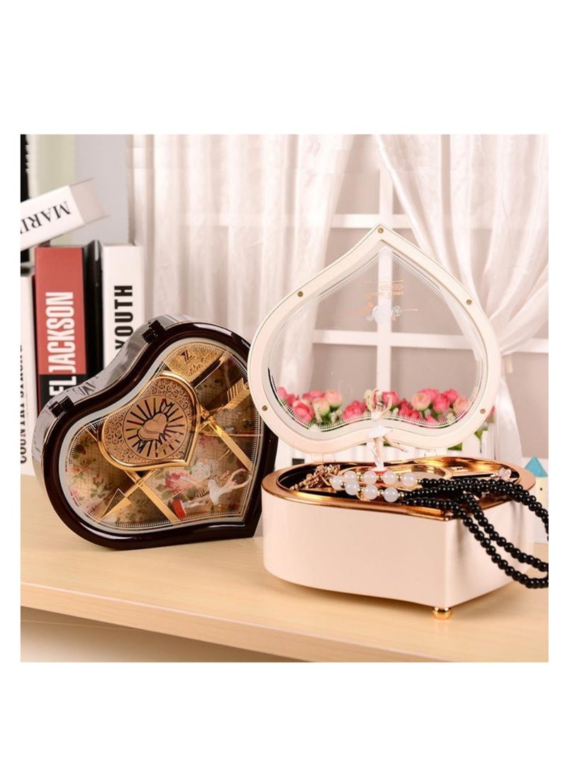 نوفولان صندوق موسيقى على شكل قلب - صندوق موسيقى دوار على شكل راقصة باليه عتيقة، منظم مجوهرات رائع مع لحن أغنية "إلى أليس"، ديكور إبداعي لسطح المكتب، قطعة أثاث تُضفي أجواءً مميزة، للبنات والأطفال - 19×18×7.5 سم - Image 5